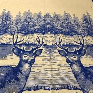 Blue and White Deer Print Blanket